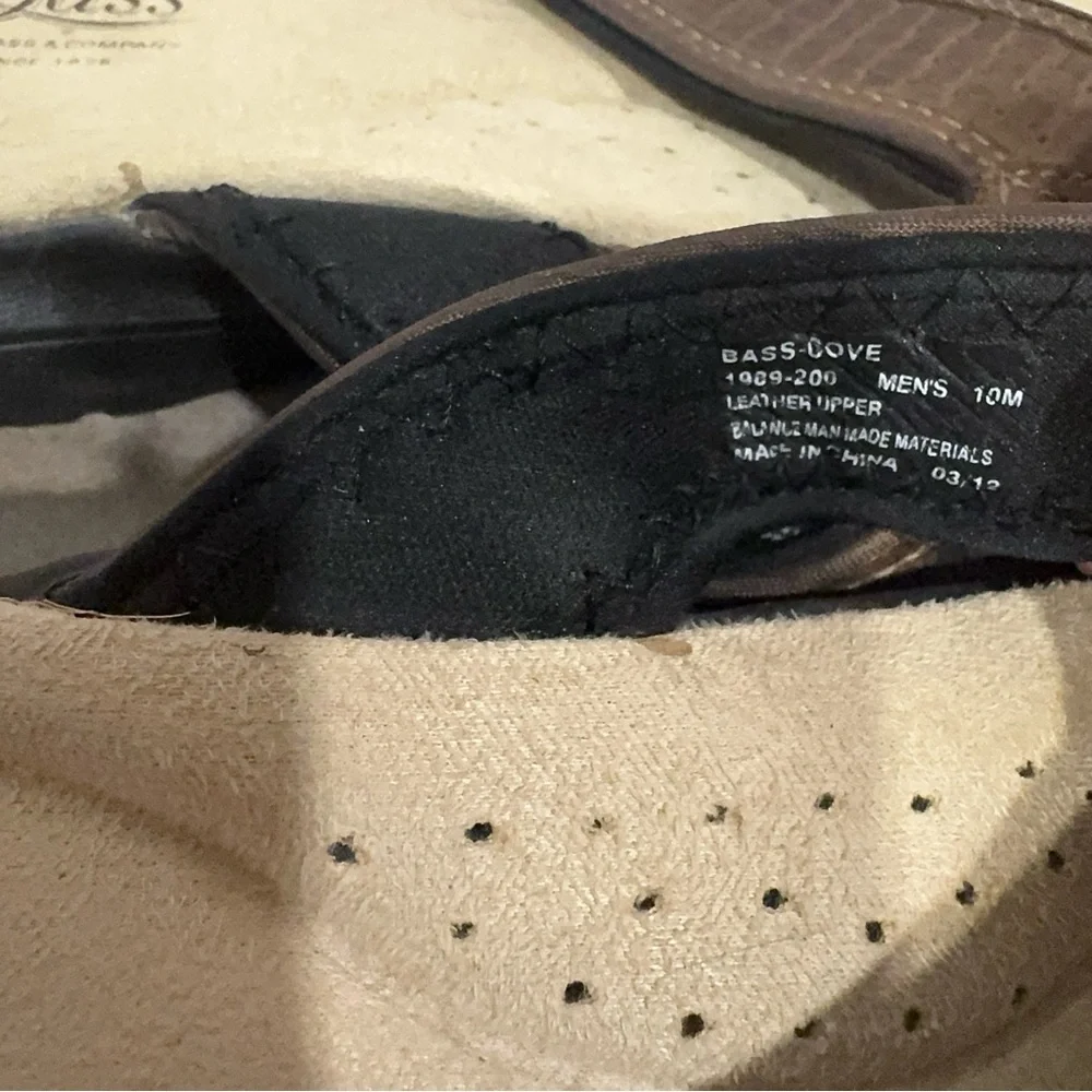Bass Men’s Cove Brown Black Leather Boho Flip Flops Size 10